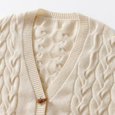 V-neck Knitted Twist Coat Loose Long-sleeved Twisted Sweater